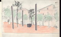 “Monumento ai caduti di tutte le guerre”, Belforte del Chienti - drawing (Box DIS-A_2 Folder 2 Unit 93) Credits Associazione Archivio Mauro Staccioli / Bibliotheca Hertziana – Max-Planck-Institut für Kunstgeschichte, Roma.